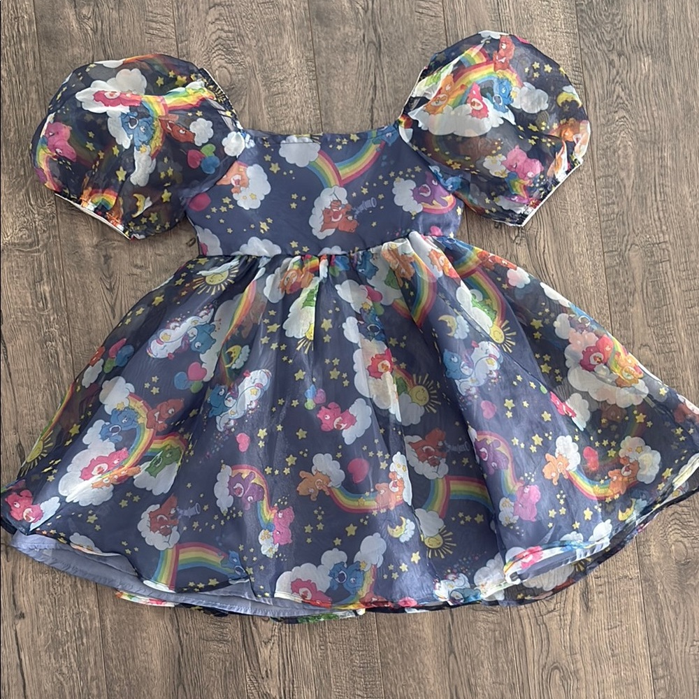 🌈⭐️Care Bears Puff Sleeve organza Dress⭐️🌈